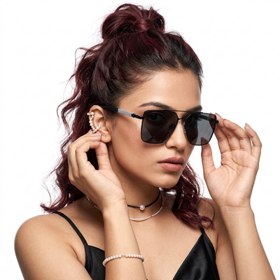 Eyejack Black Square Polarized Sunglasses for Men & Women (8016PCL903)