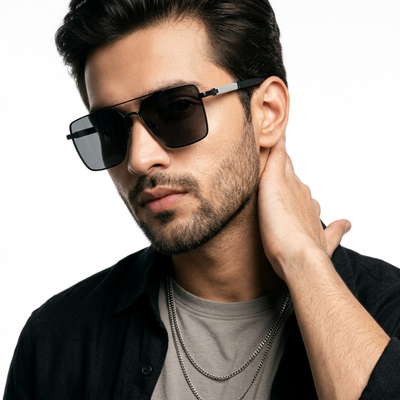 Eyejack Black Square Polarized Sunglasses for Men & Women (8016PCL903)