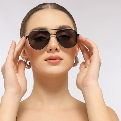 Rover - Black Aviator Polarized Sunglasses (8017PCL876)