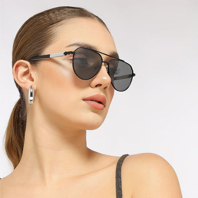 Rover - Black Aviator Polarized Sunglasses (8017PCL876)