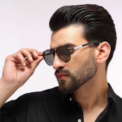 Rover - Black Aviator Polarized Sunglasses (8017PCL876)