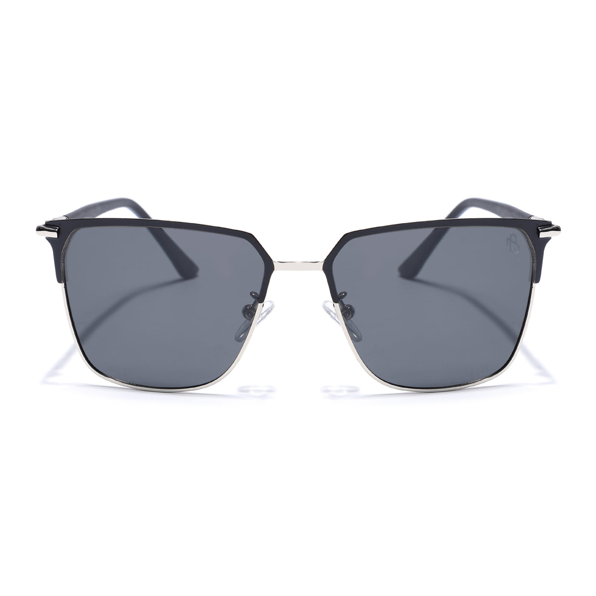 Eyejack Square Polarized Sunglasses for Men & Women (Black Lens | Black & Silver Frame - 8021PCL775)