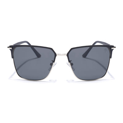 Eyejack Square Polarized Sunglasses for Men & Women (Black Lens | Black & Silver Frame - 8021PCL775)