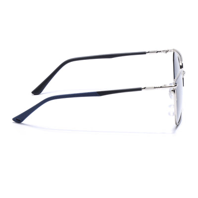 Eyejack Square Polarized Sunglasses for Men & Women (Black Lens | Black & Silver Frame - 8021PCL775)