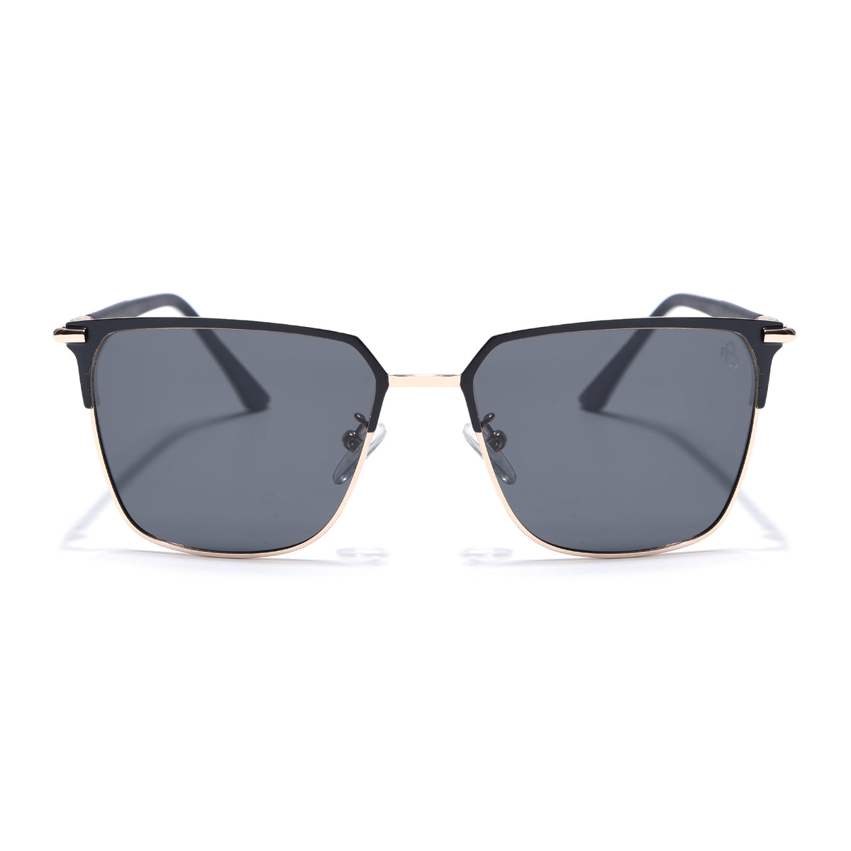 Eyejack Square Polarized Sunglasses for Men & Women (Black Lens | Black & Rose Golden Frame - 8021PCL776)