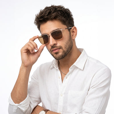 Valor - Square Polarized Sunglasses (Brown Lens | Rose Golden Frame - 8021PCL777)