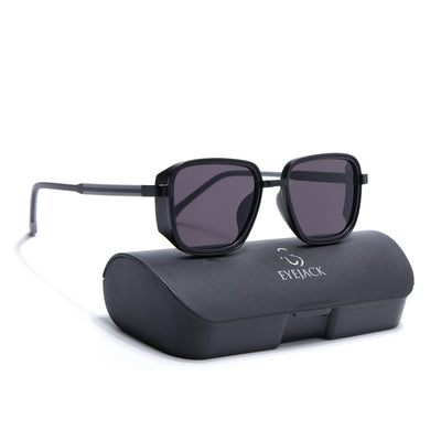 Eyejack Black Square Sunglasses for Men & Women (80809CL2128)