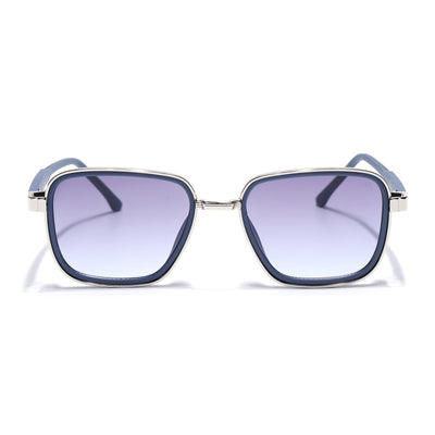 Eyejack Silver & Blue Square Sunglasses for Men & Women (80809CL2130)