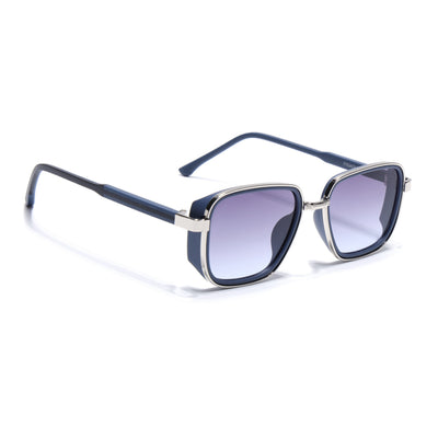 Eyejack Silver & Blue Square Sunglasses for Men & Women (80809CL2130)