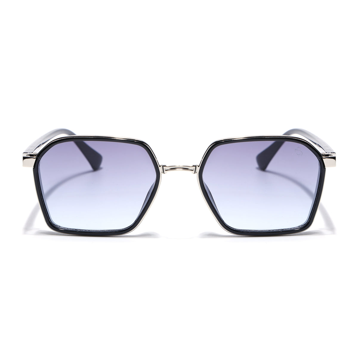 Eyejack Silver & Black Hexagonal Sunglasses for Men & Women (80745CL2134)