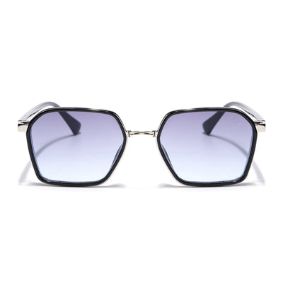 Eyejack Silver & Black Hexagonal Sunglasses for Men & Women (80745CL2134)