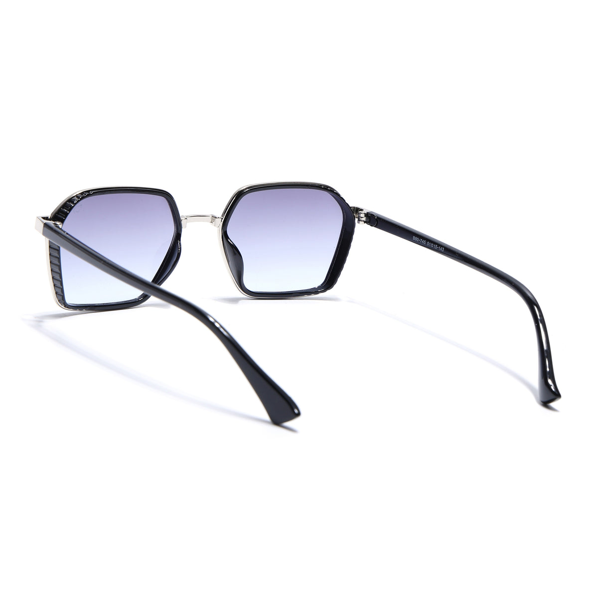 Eyejack Silver & Black Hexagonal Sunglasses for Men & Women (80745CL2134)