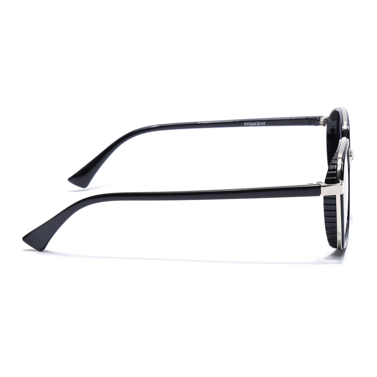 Eyejack Silver & Black Hexagonal Sunglasses for Men & Women (80745CL2134)