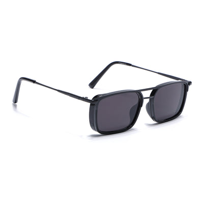 Eyejack Black Rectangle Sunglasses for Men & Women (80768CL2131)