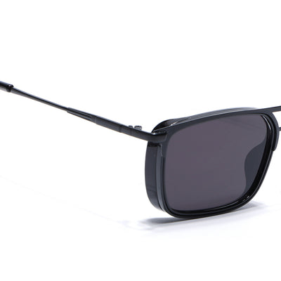 Eyejack Black Rectangle Sunglasses for Men & Women (80768CL2131)