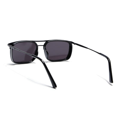 Eyejack Black Rectangle Sunglasses for Men & Women (80768CL2131)