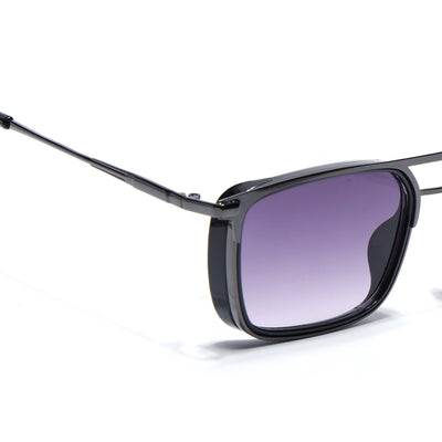 Eyejack Dark Grey Rectangle Sunglasses for Men & Women (80768CL2132)