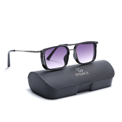 Eyejack Dark Grey Rectangle Sunglasses for Men & Women (80768CL2132)