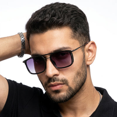 Eyejack Dark Grey Rectangle Sunglasses for Men & Women (80768CL2132)