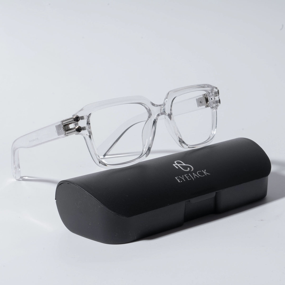 Eyejack Wolf Transparent Square Eyeglasses for Men & Women (82110MG4962-C3)