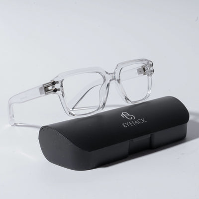 Eyejack Wolf Transparent Square Eyeglasses for Men & Women (82110MG4962-C3)