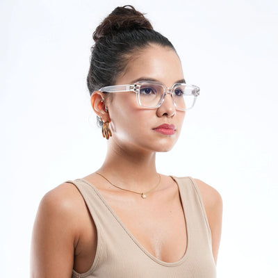 Eyejack Wolf Transparent Square Eyeglasses for Men & Women (82110MG4962-C3)