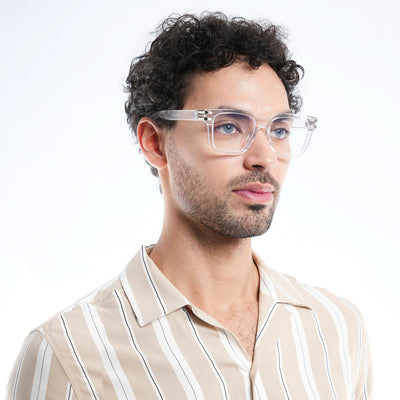 Eyejack Wolf Transparent Square Eyeglasses for Men & Women (82110MG4962-C3)