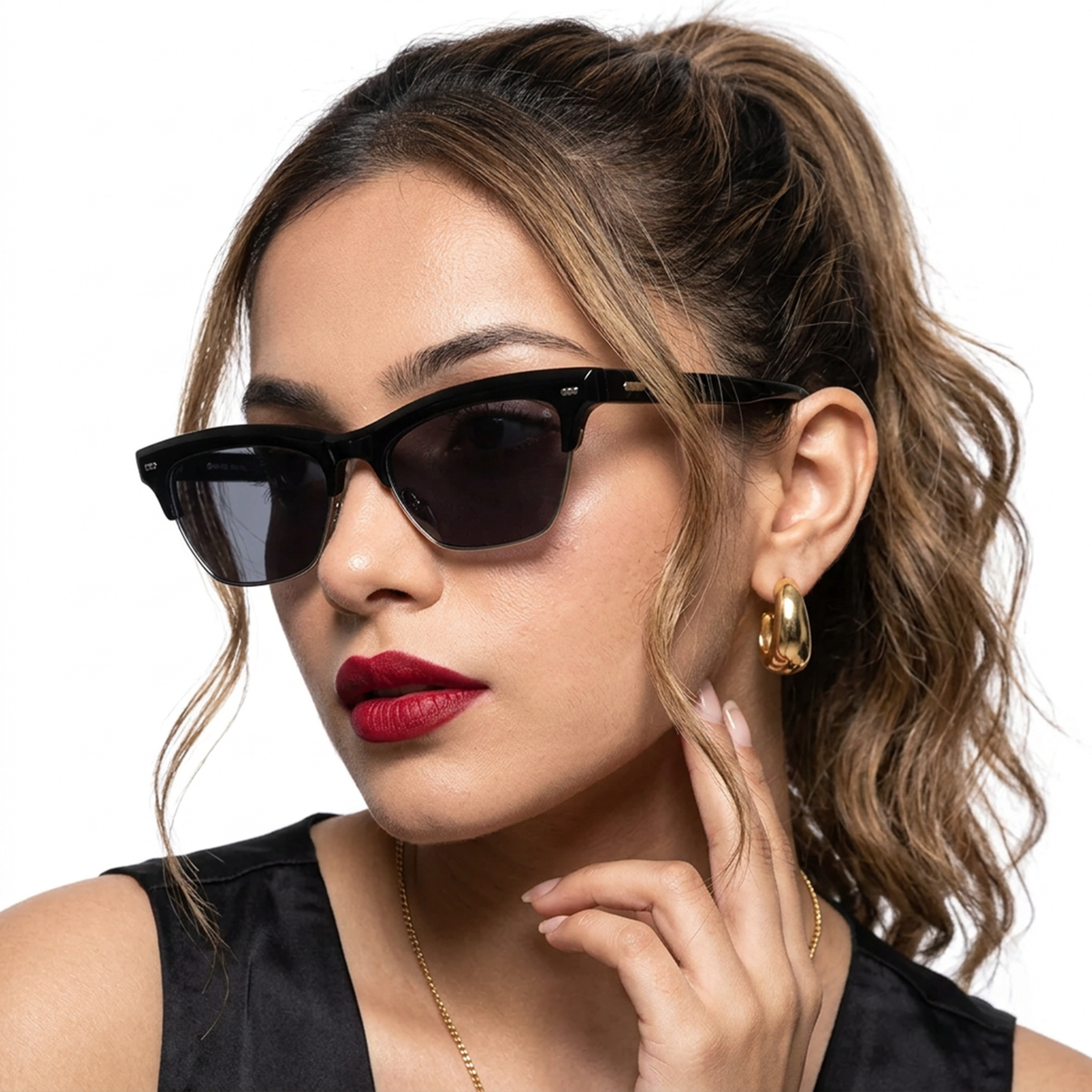 Eyejack Shine Black Cateye Sunglasses for Women (8583CL1249)