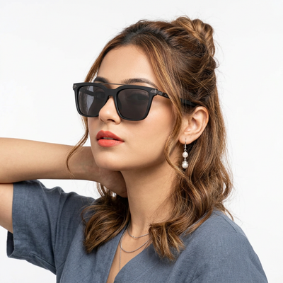 Eyejack Black Wayfarer Polarized Sunglasses for Men & Women (868PCL2137)