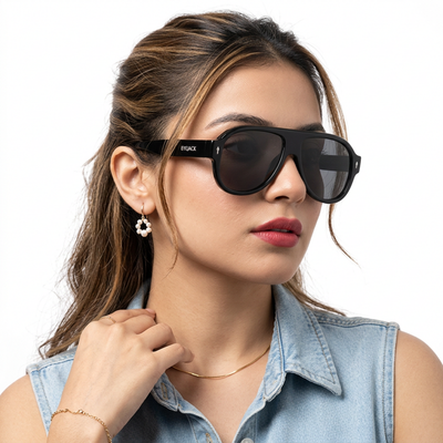 Eyejack Black Oversize Sunglasses for Men & Women (8821CL1094)