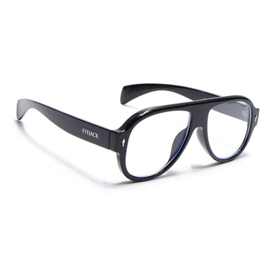 Eyejack Black Oversize Sunglasses for Men & Women (8821CL1097)