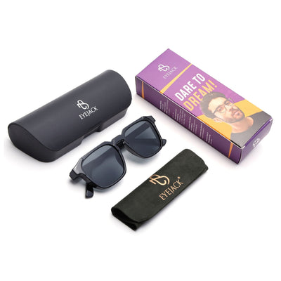 Eyejack Square Sunglasses for Men & Women (Black Lens | Shine Black Frame - 89133CL547-C1)