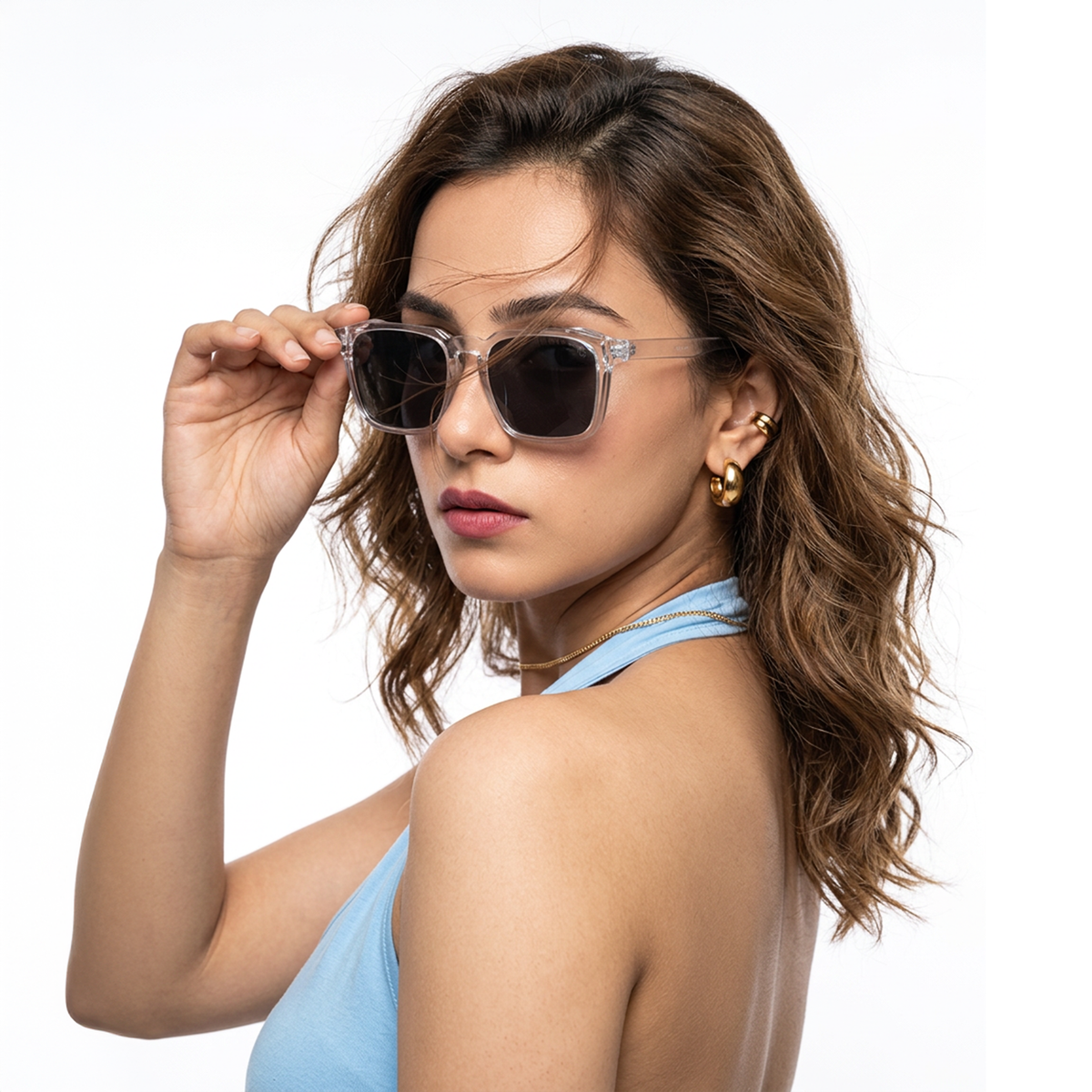 Eyejack Square Sunglasses for Men & Women (Black Lens | Transparent Frame - 89133CL549-C3)