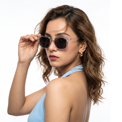 Eyejack Square Sunglasses for Men & Women (Black Lens | Transparent Frame - 89133CL549-C3)