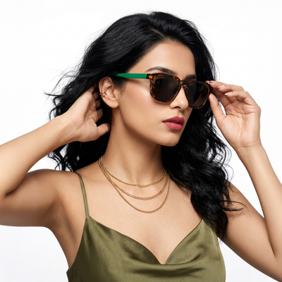 Eyejack Square Sunglasses for Men & Women (Black Lens | Demi Brown Frame - 89133CL550-C4)