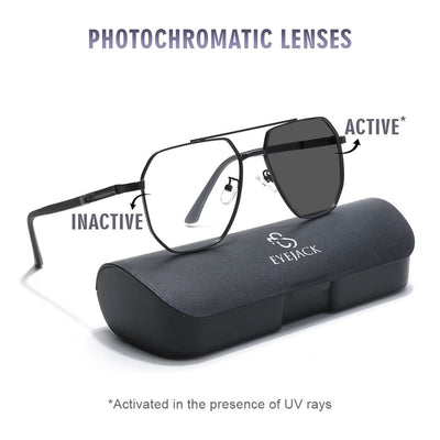Eyejack Photochromic Black Wayfarer Eyeglasses for Men & Women (9009CL741-C1)