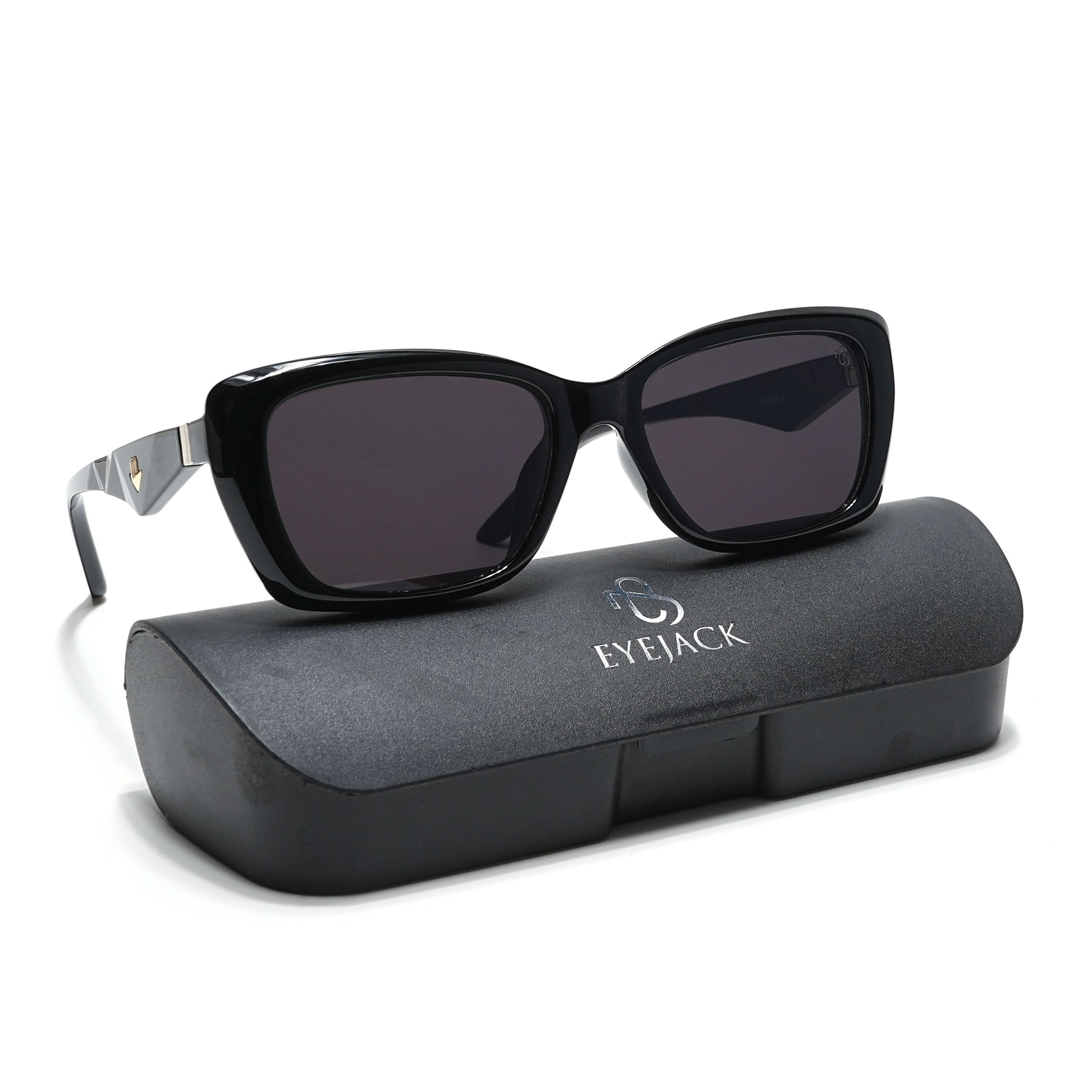 Eyejack Black Rectangle Sunglasses for Men & Women (90164CL848