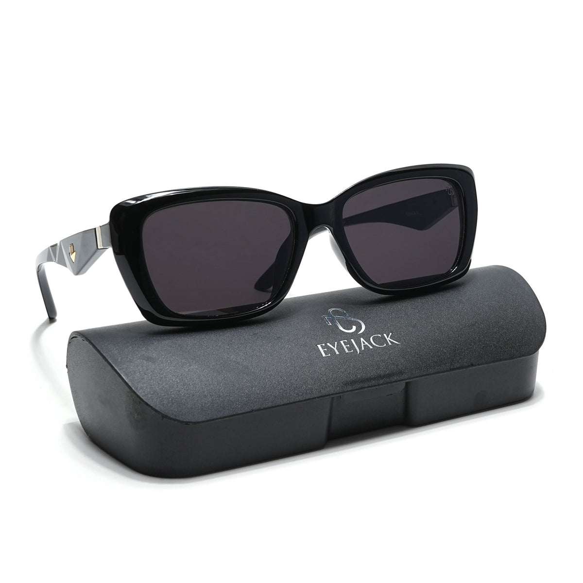 Eyejack Black Rectangle Sunglasses for Men & Women (90164CL848)