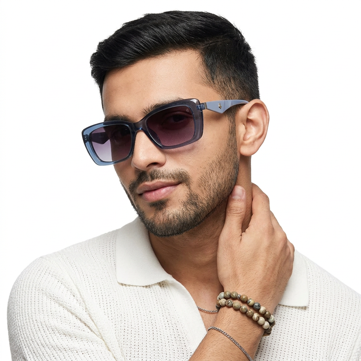 Eyejack Blue Rectangle Sunglasses for Men & Women (90164CL849)