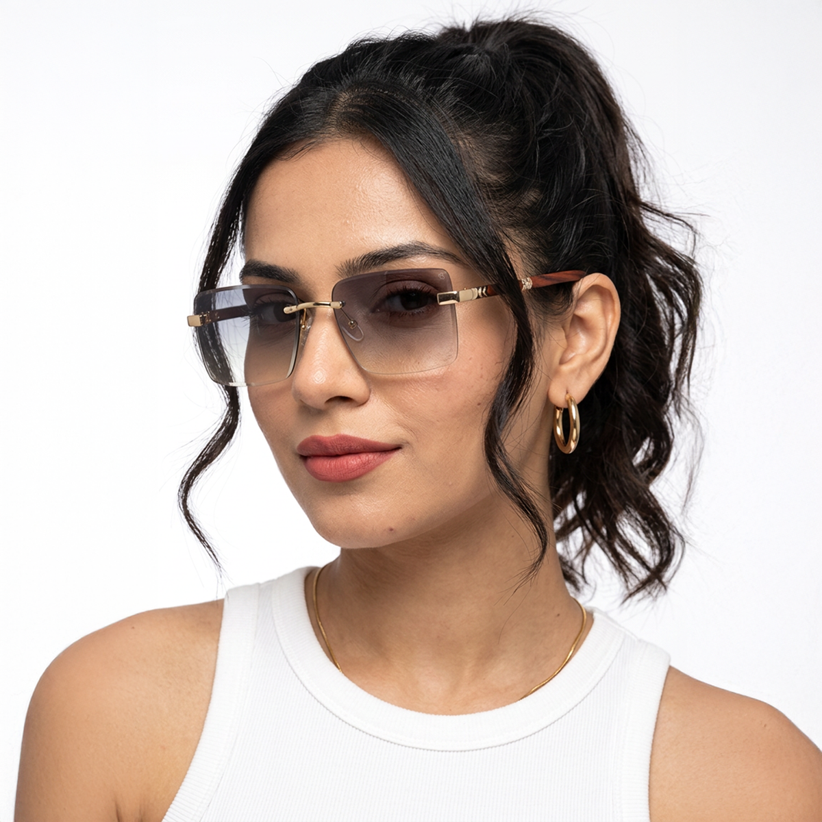 Eyejack Reflex Photochromic Golden Rimless Sunglasses for Men & Women (90376CL2509)