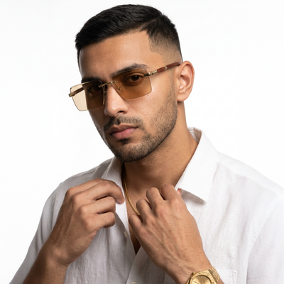 Eyejack Reflex Photochromic Golden Rimless Sunglasses for Men & Women (90376CL2510)