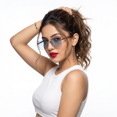 Eyejack Reflex Photochromic Golden Rimless Sunglasses for Men & Women (90385CL2498)