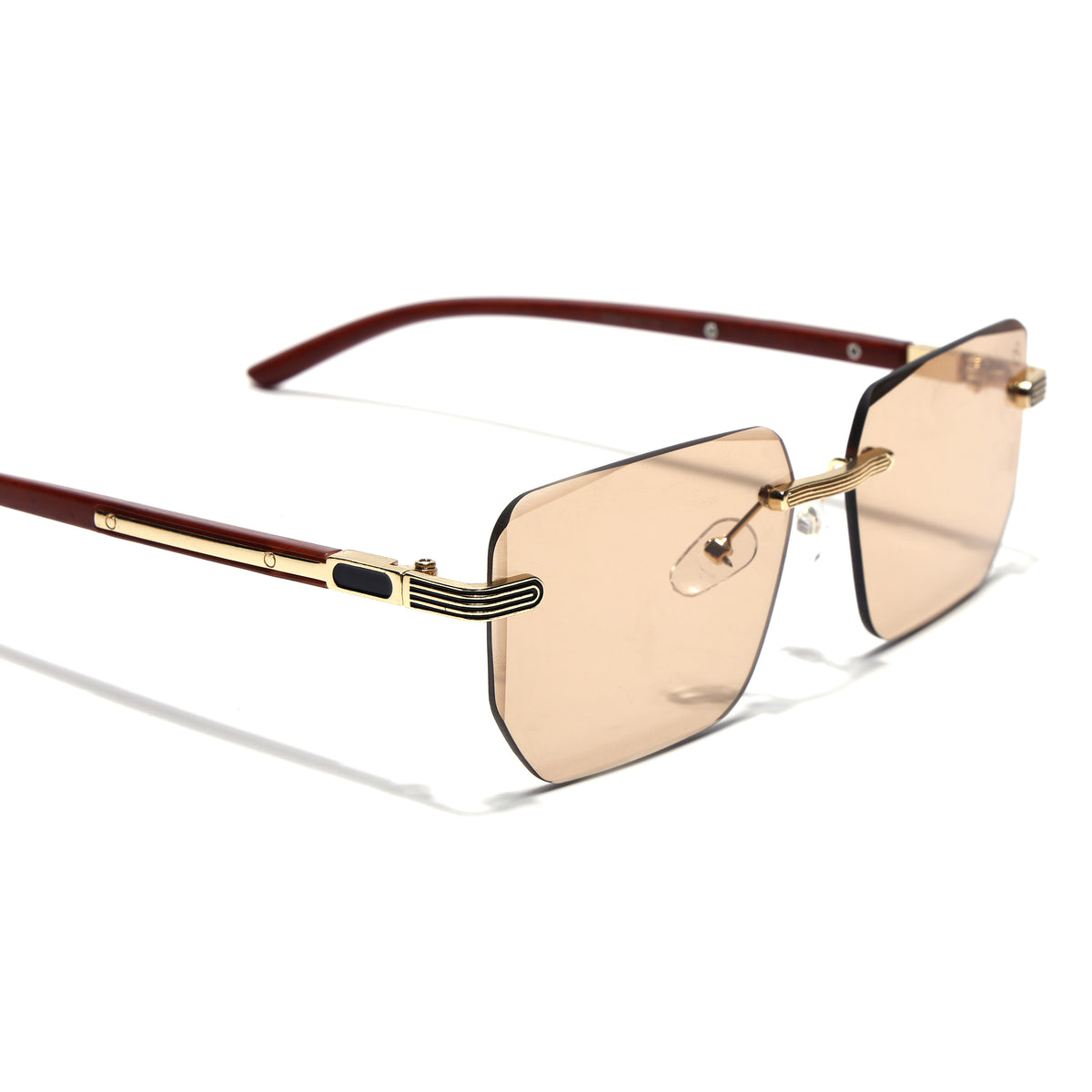 Eyejack Reflex Photochromic Golden Rimless Sunglasses for Men & Women (90385CL2500)