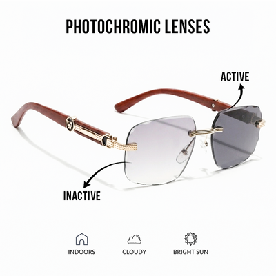 Eyejack Reflex Photochromic Golden Rimless Sunglasses for Men & Women (90386CL2502)