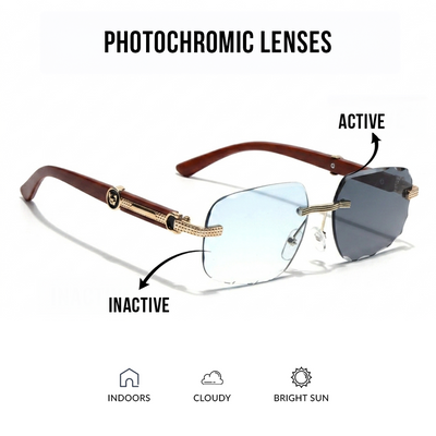 Eyejack Reflex Photochromic Golden Rimless Sunglasses for Men & Women (90386CL2503)