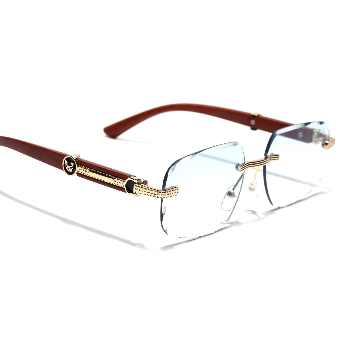 Eyejack Reflex Photochromic Golden Rimless Sunglasses for Men & Women (90386CL2503)