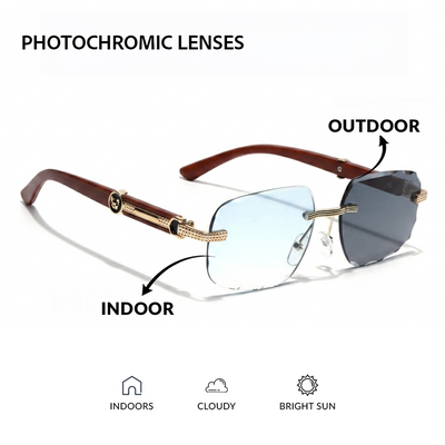 Eyejack Reflex Photochromic Golden Rimless Sunglasses for Men & Women (90386CL2503)