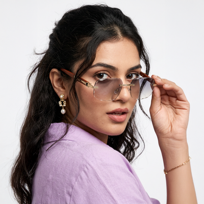 Eyejack Reflex Photochromic Golden Rimless Sunglasses for Men & Women (90386CL2504)
