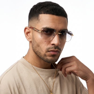 Eyejack Reflex Photochromic Golden Rimless Sunglasses for Men & Women (90386CL2504)