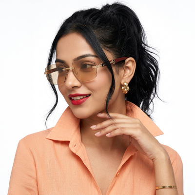 Eyejack Reflex Photochromic Golden Rimless Sunglasses for Men & Women (90386CL2505)